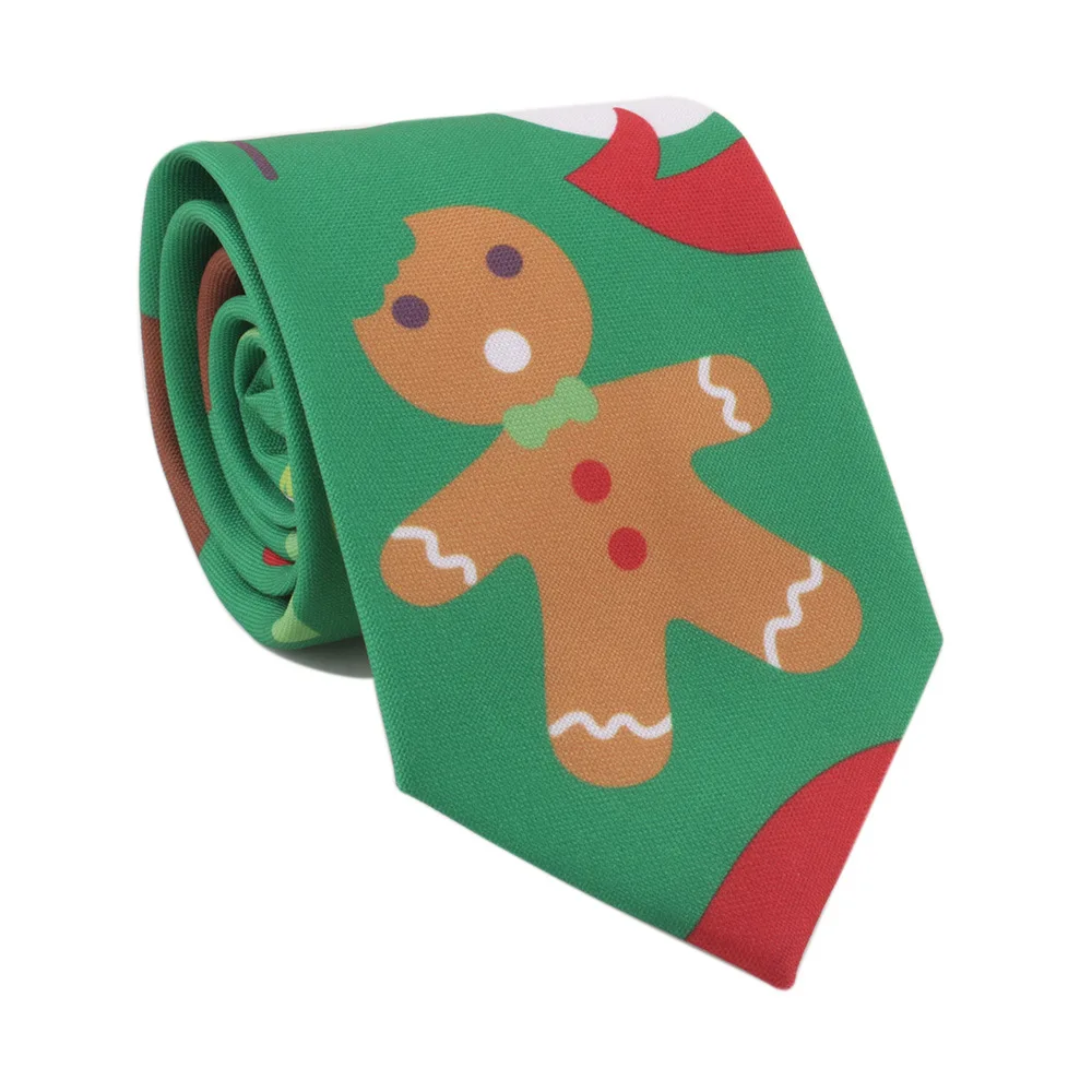 

8cm Christmas Printing Necktie Ties for Mens Santa Claus Christmas Tree Elk Dress Polyester Silk Cravat Custom Logo