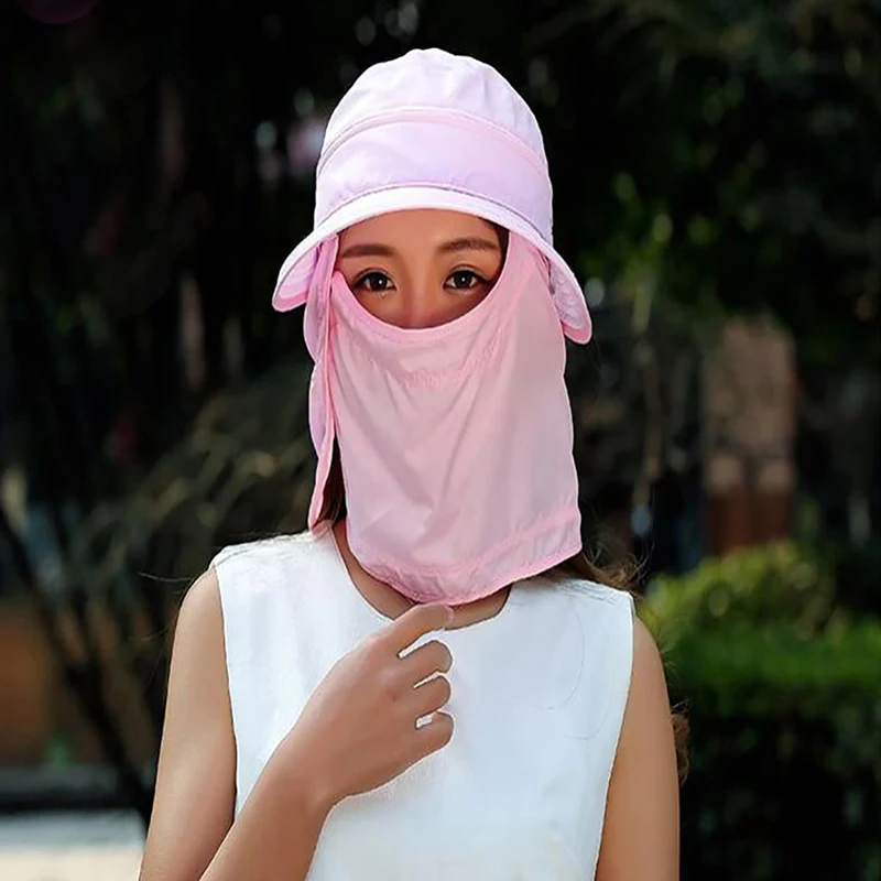 

Fashion UV Protection Wide Brim Sun Hats For Women Summer Beach Face Neck Protection Hats Female Foldable Sun Hat