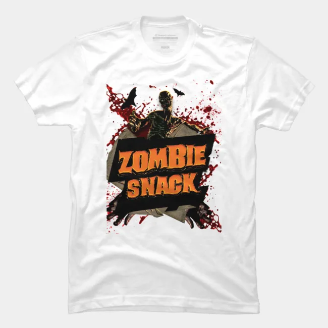 

Summer Fashion Printed men's T-shirt 100% Cotton Zombie Snack Scary Costume Gift Unique Creative Short Sleeve Graphics