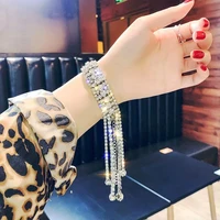fashion sweet womens all rhinestone bracelet luxury shiny long tassel crystal pendant bracelet jewelry accessories wholesale
