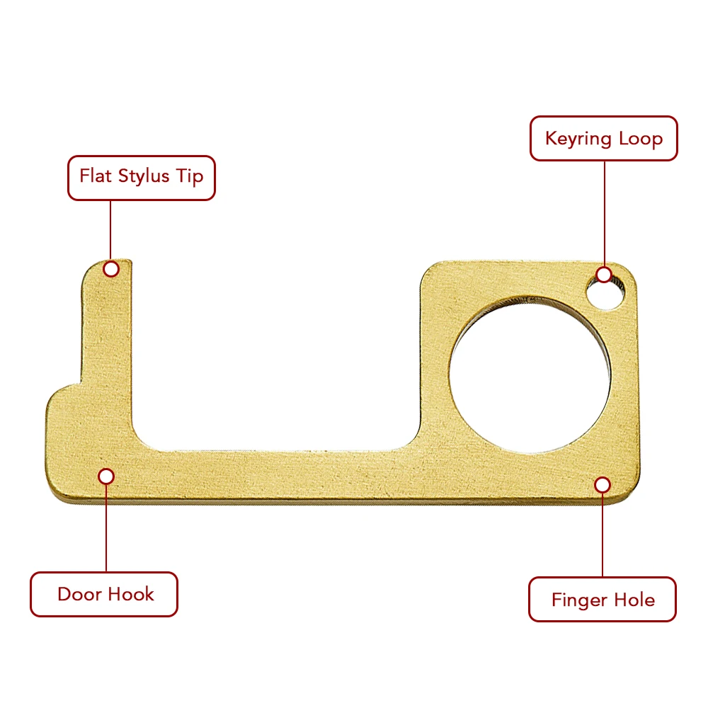 Брелок для ключей из чистой латуни не прикасающаяся вешалка инструмент