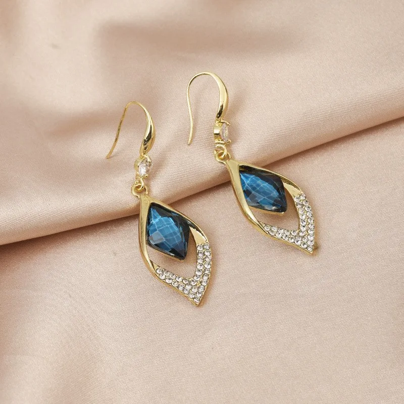 Новинка 2021 Роскошные модные украшения в стиле бохо синие хрустальные Висячие