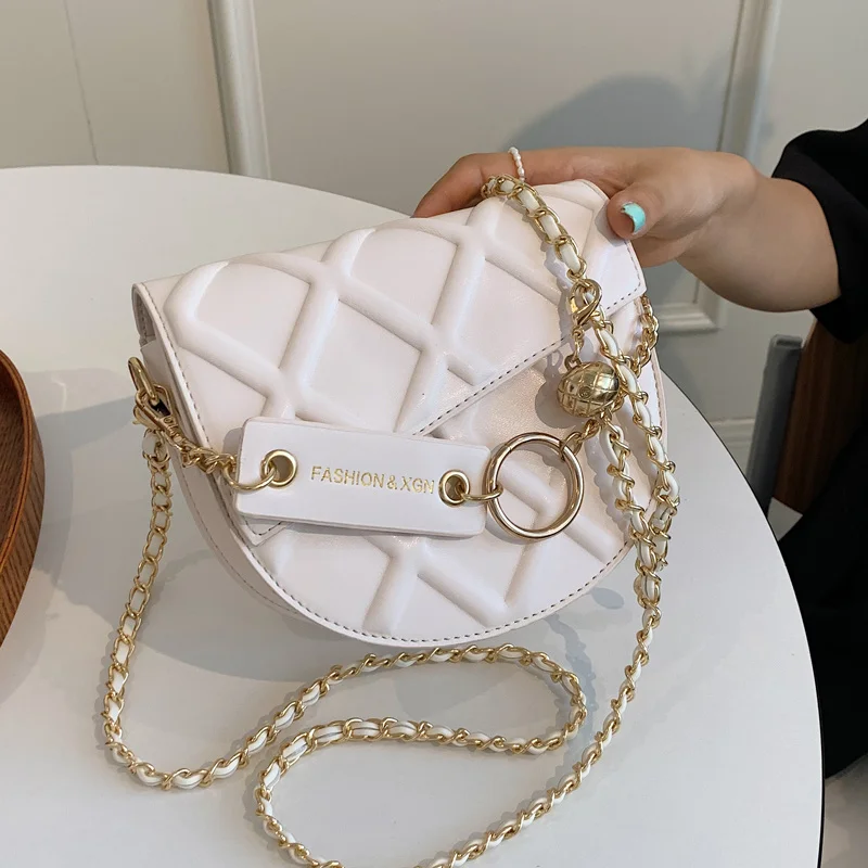 

Beibao texture small bag women's 2021 new fashion Lingge chain messenger bag single shoulder saddle bag