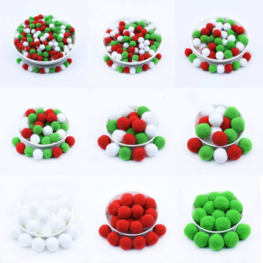 Белые зеленые красные помпоны меховые шарики сделай сам мягкие для рукоделия