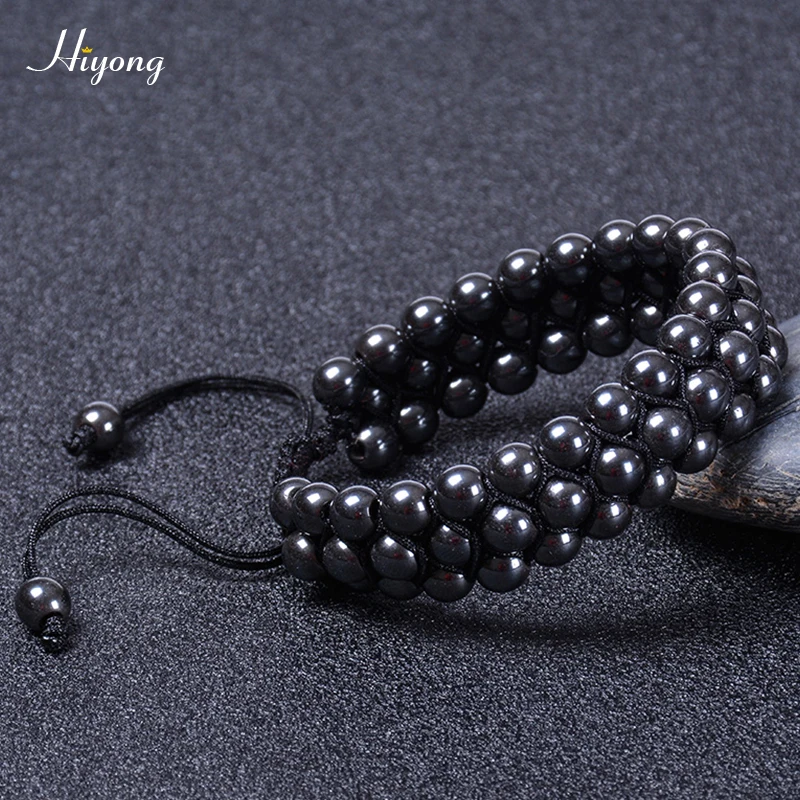 Браслет с бусинами из натурального камня для мужчин и женщин трехслойный браслет