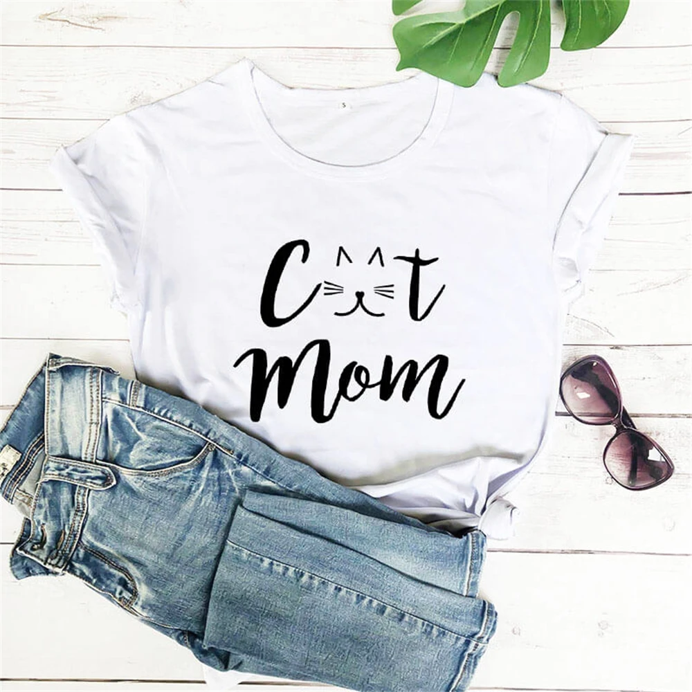 

Cat Mom Shirts New Arrival Funny Casual Cat Mama T-shirt Cat Lover Tops Pet Lover Gift TX5389