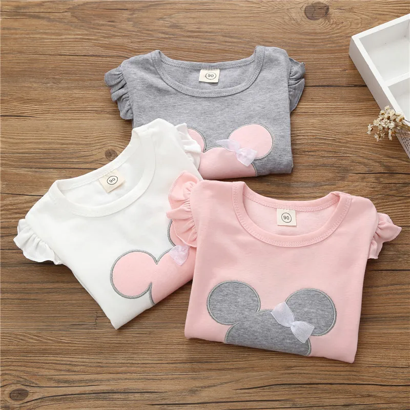 2-6Year Baby Girls Long Sleeve T-shirt Bottoming Shirt Children Spring and Summer Autumn Long Sleeves Cartoon T-shirt Kids