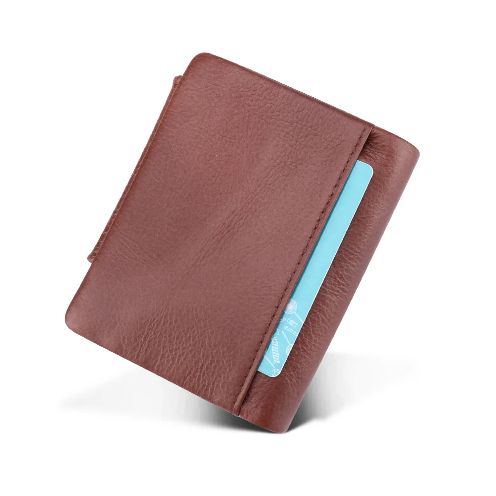 Кошелек GENODERN мужской из натуральной кожи тройного сложения бумажник на молнии с