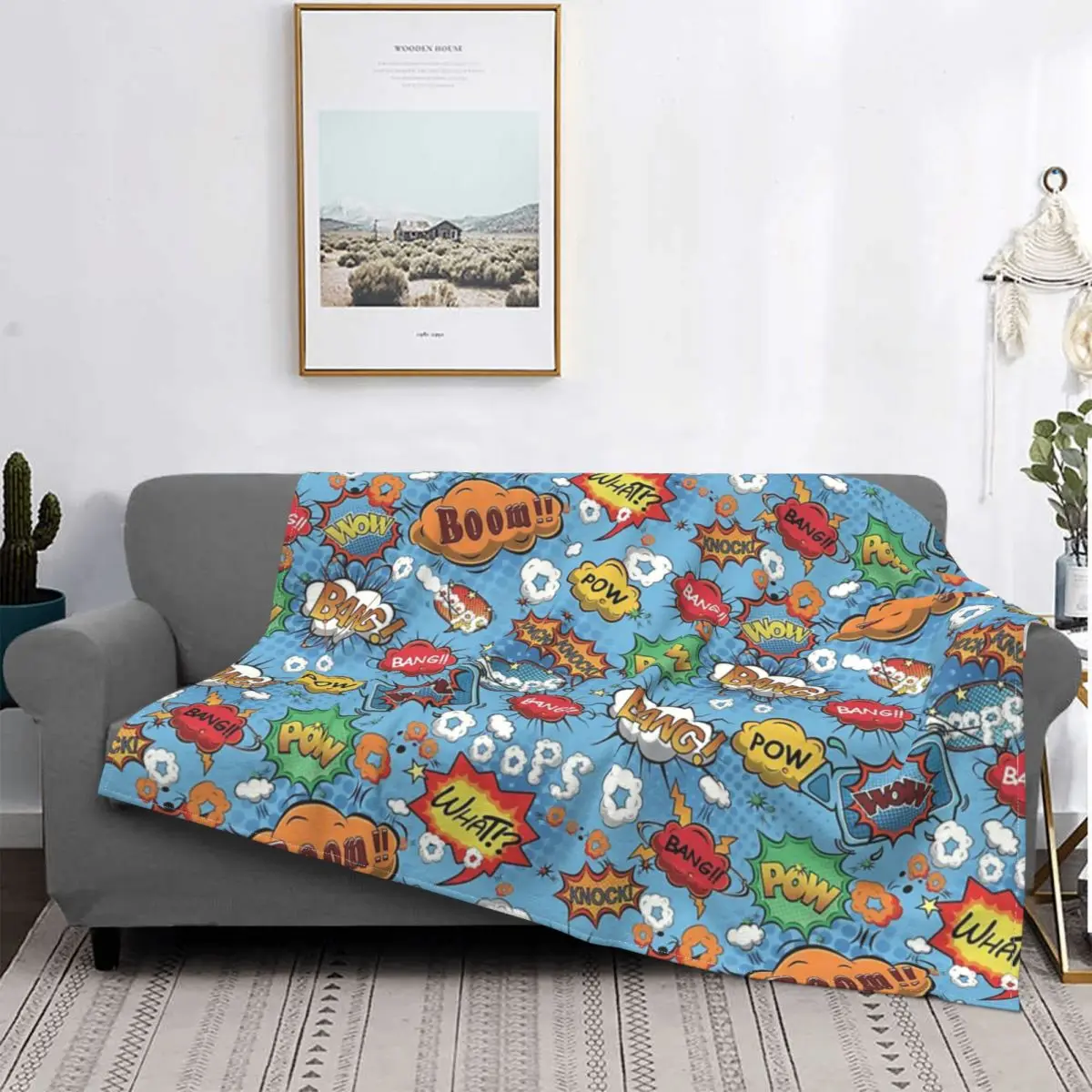 

Manta de burbujas a cuadros para niños, cobertor de cómic, exclamación, colcha para cama