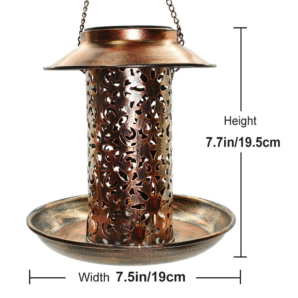 

Waterproof Solar Powered Bird Feeder Vintage Hanging Outdoor Solar Lamp Solar Bird Hanging Feeder Pet Supplies