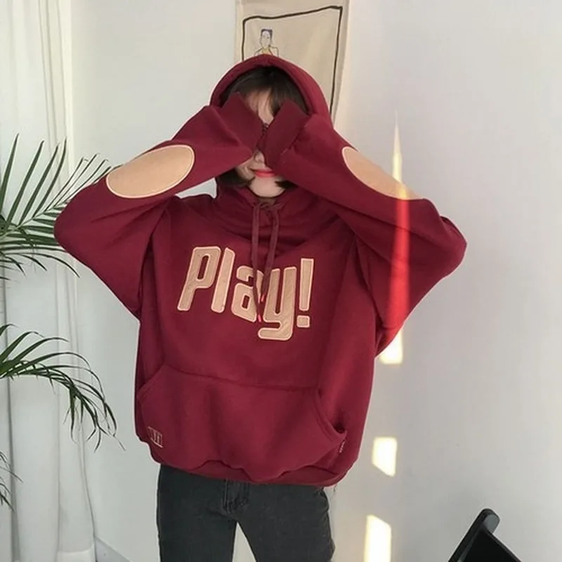 

Hoodies Women Harajuku Loose Warm Girls Female Ladies Students Korean Style Long-sleeve Clothing Womens Simple Daily Soft Kawaii