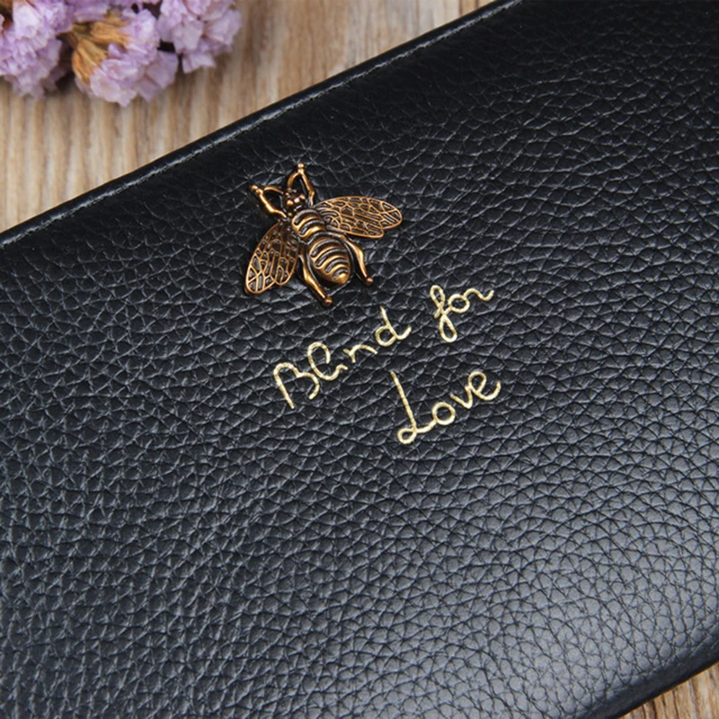 Женские кошельки из натуральной кожи модная сумка на молнии с пчелами Длинный