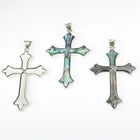 Подвеска женская из натуральной морской ракушки, кулон со светоотражающим крестом в стиле панк, ангел, сатана, для изготовления ювелирных изделий сделай сам, ожерелье, друза