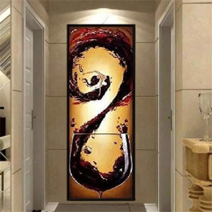 

Hand painted Red Wine Beauty Girl Abstract Oil Paintings Wall Art Canvas For Living Room Bedroom Modern Decoration No Frame