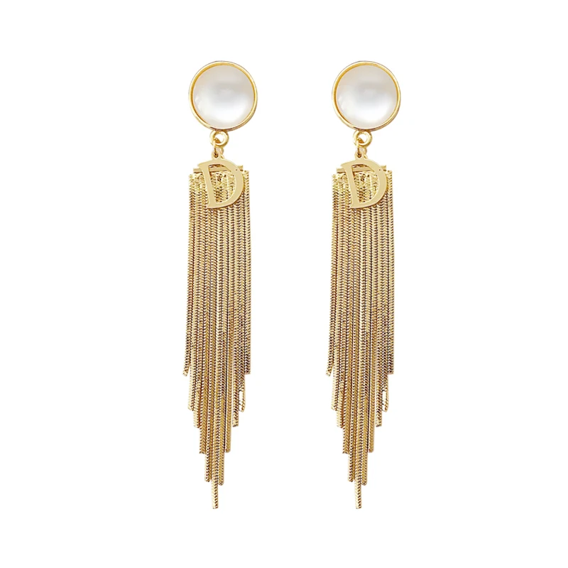 

Cat's Eye Stone Earrings for Woman Unusual Earrings 2020 Trend Letter D Tassel Pendant Earrings Sexy Girl's Party Jewelry