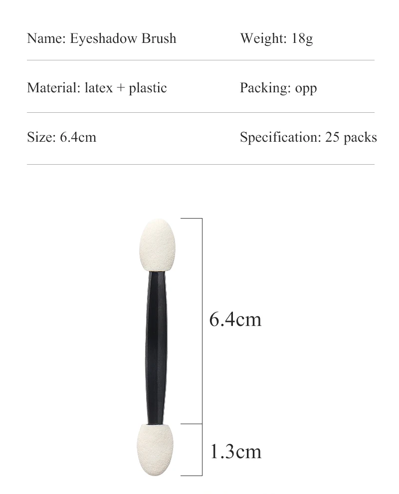 25 Pcs Professional Sponge Stick Eye Shadow Applicator Cosmetic Brushes Double-head Eyeshadow Brush For Women Makeup Tools