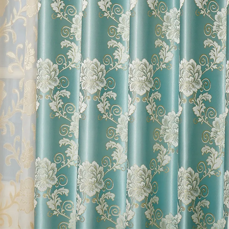 blue curtain Европейская пасторальная тонкая ткань с вышивкой занавеска вуаль занавеска Эстетическая затеняющая ткань занавеска для гостиной - Цвет: blue curtain