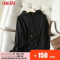 tangada women black hoodie sweatshirts fashion 2020 oversize ladies pullovers hooded jacket 6d84