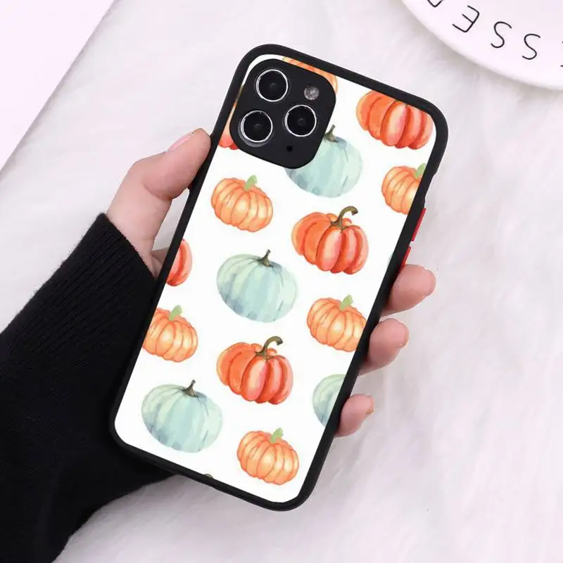 

Pumpkin Autumn leaf pattern Flowers Phone Case Matte Transparent for iPhone 7 8 11 12 s mini pro X XS XR MAX Plus cover funda
