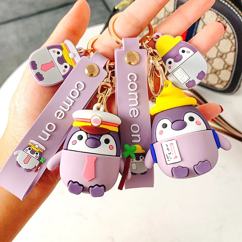 

Positive Energy Penguin Keychain Cartoon Cute Happy Animal Creative Car Key Chain Girl Bag Pendant Keyring Good Friends Gift