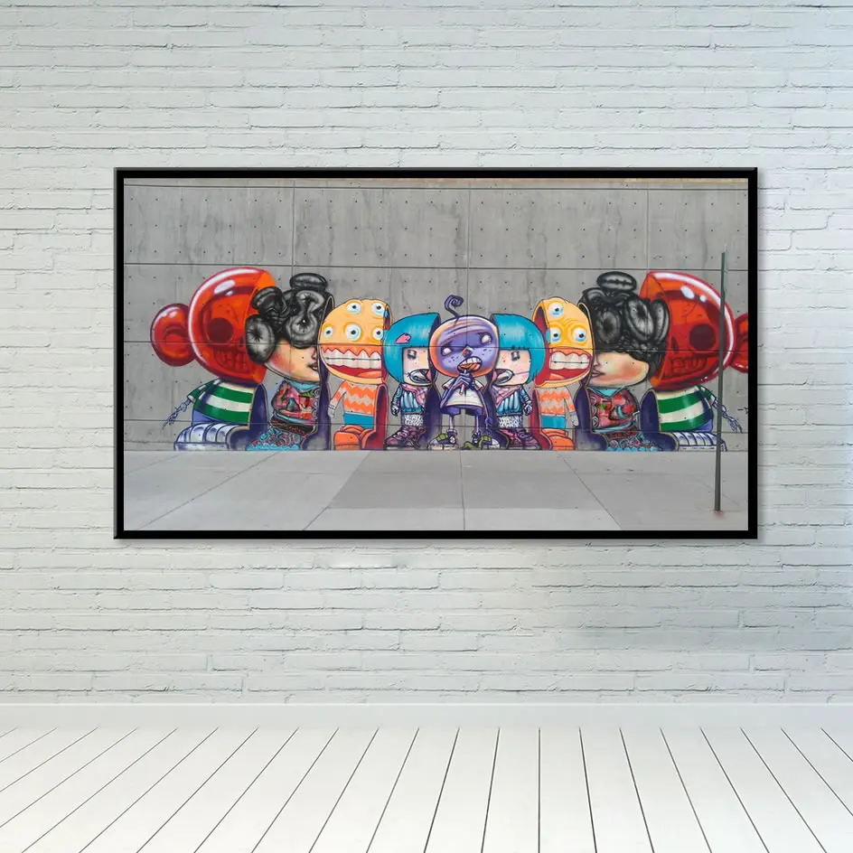 Banksy Robot Family Nursery Funny Posters And Prints Canvas Painting Fine Cuadros Picture For Kids Room Home Decor | Дом и сад