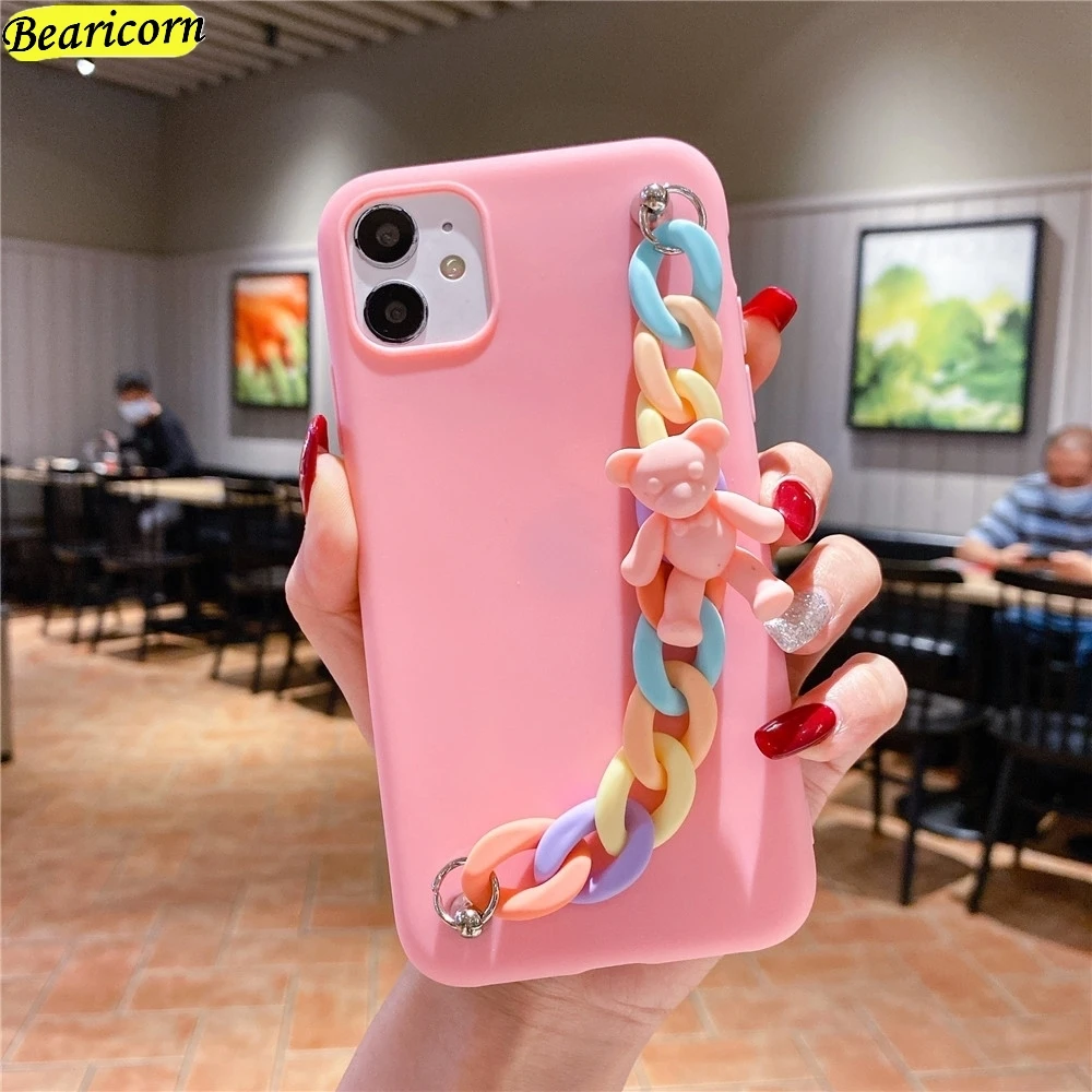 bear bracelet phone case for huawei p8 p9 mate 10 20 30 lite 40 p smart z s plus y6s y7 y8p y9a prime 2019 wrist strap cover free global shipping