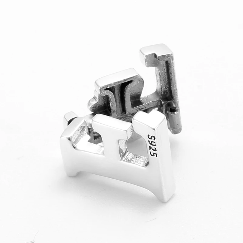 Лидер продаж зажимы из стерлингового серебра 925 пробы с буквами F и бусинами