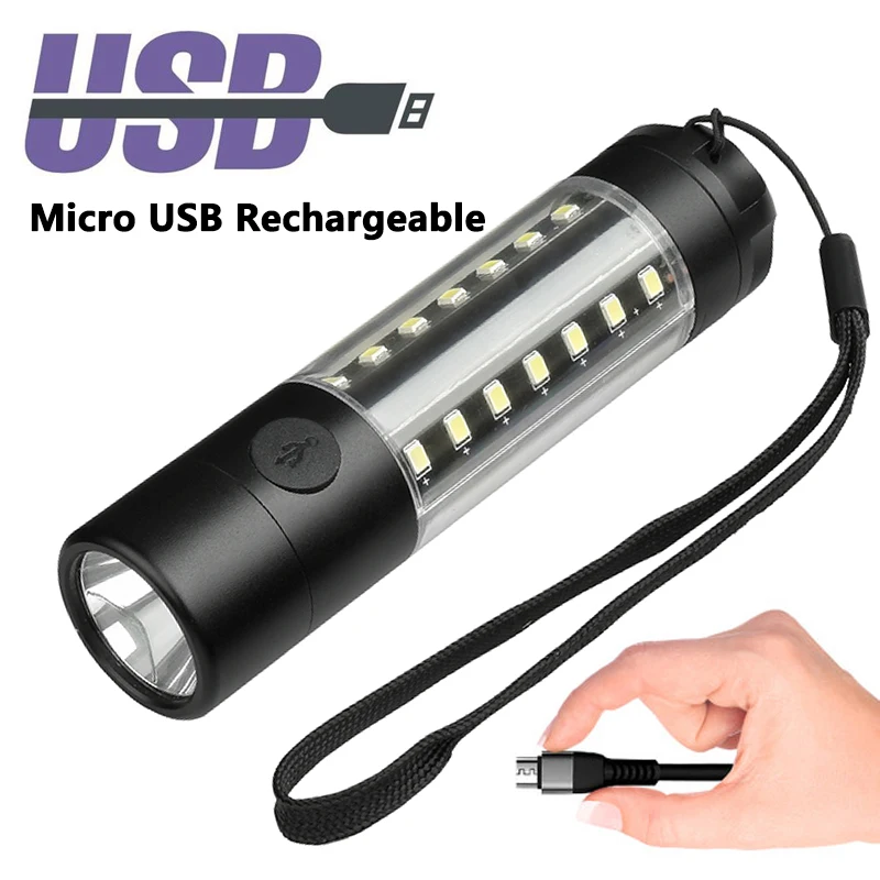 XM L T6 и 28 шт. SMD 2835 Светодиодный фонарик Usb Перезаряжаемый 18050 аккумулятор 6 режимов