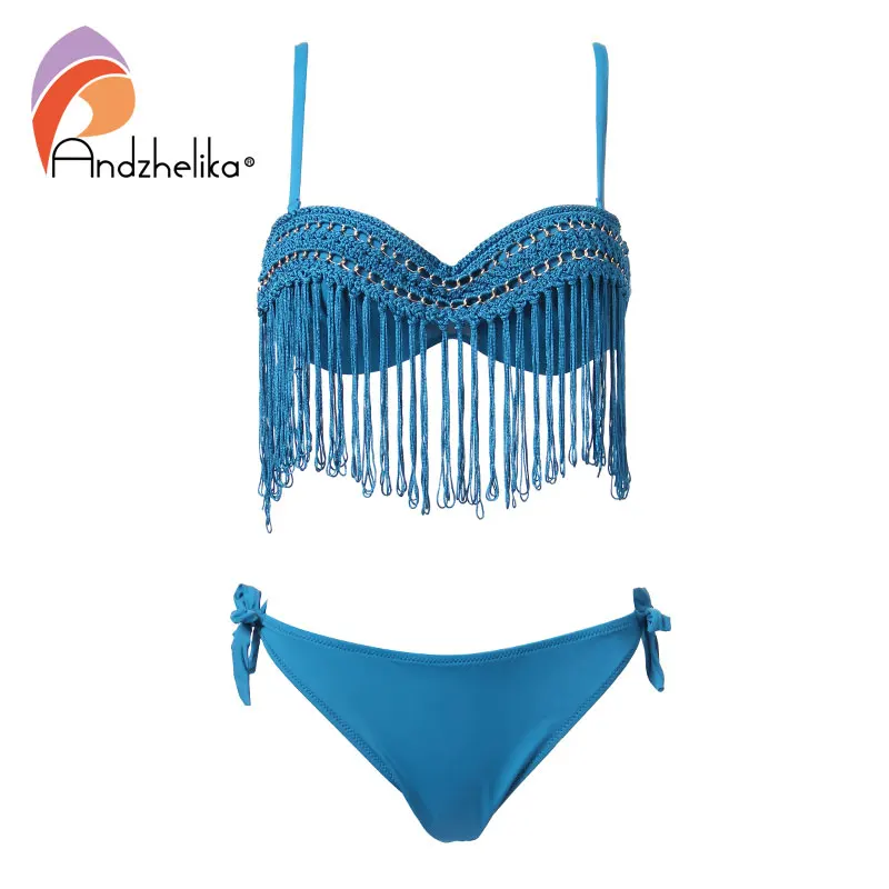 Andzhelika bikini 2018 женский купальник бикини с бахромой и пуш апп эффектом AK85081-1 |