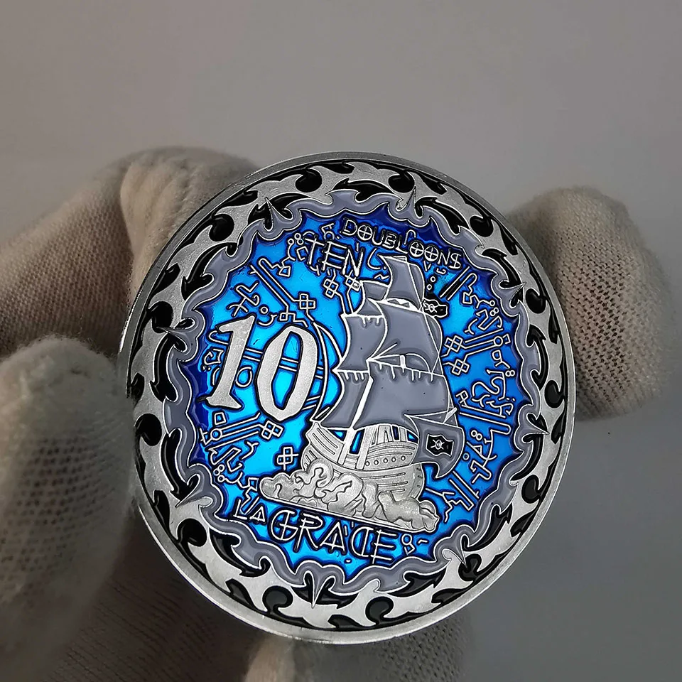 2020 пиратские золотые монеты Череп пиратский корабль сокровище остров залив