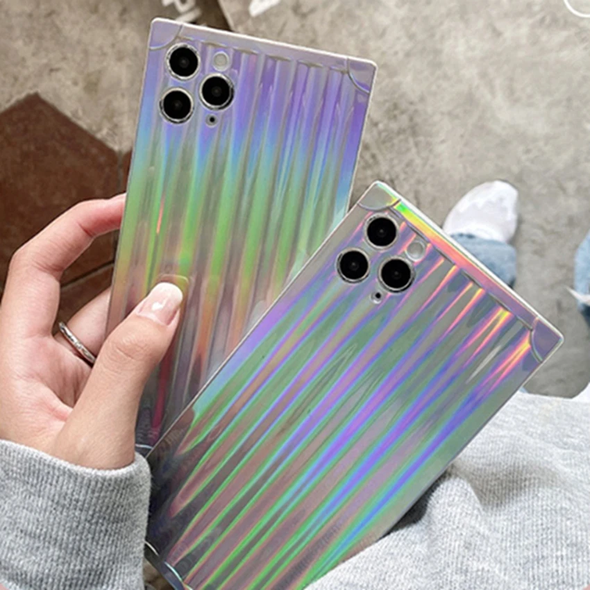 

Laser Aurora Trolley Case Quartet Hard Silicone Anti-drop Phone Cover For iPhone 12 11 Promax X 10 XR Xsmax 7 8 Plus Mini Funda