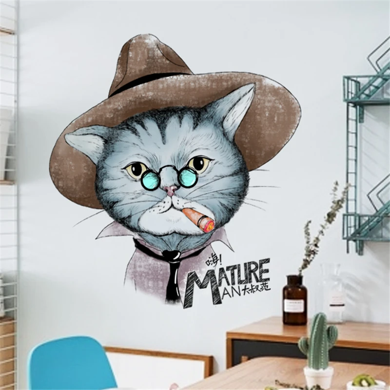 

Fashion 3D Cats Wall Stickers Lovely Animal Wall Decals Bathroom Toilet Stickers Home Decor Art PVC Vinyl Poster Waterproof