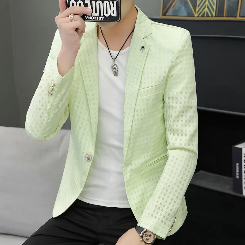 

2020 Men's Ultra-Thin Mesh Breathable Sunscreen Suit Youth Summer New Casual Dot Prints blazer