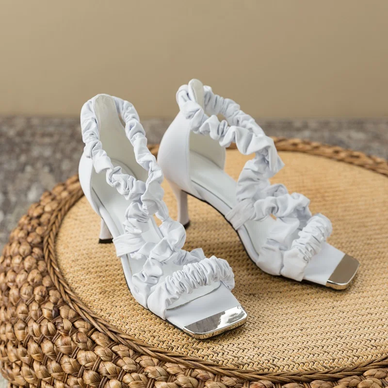 

new brand shoes women elastic satin sandals sexy open toe high heels summer shoes cross strap sexy pumps party dance shoes woman