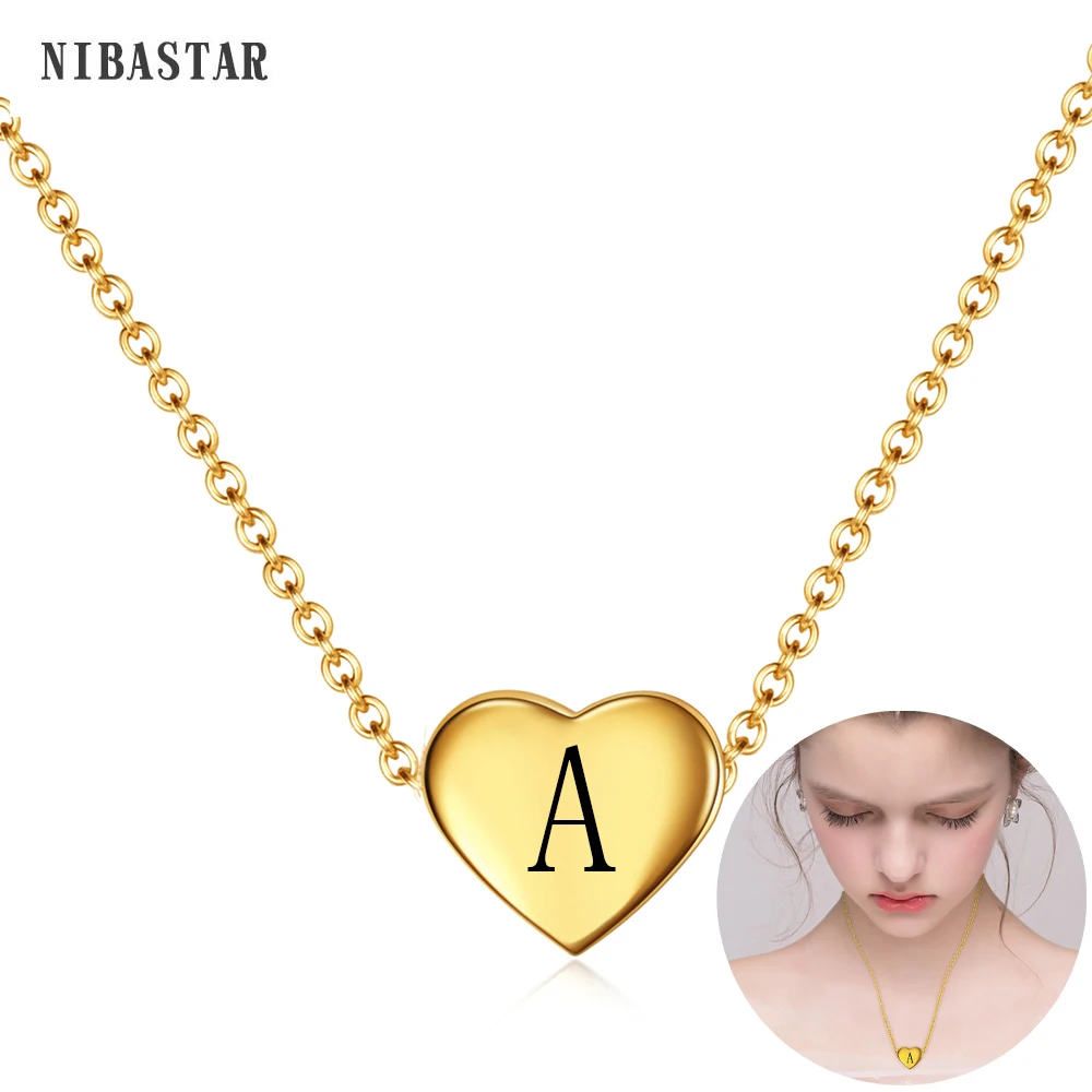 Ожерелье NIBA с подвеской в виде надписи для женщин, детей, девочек, Золотое Золото, Сердце, алфавит, Очаровательная цепочка, ювелирные изделия для пар