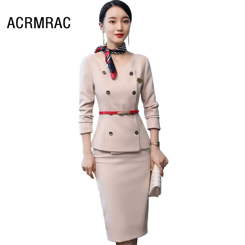 

Women suits autumn winter jacket skirt Office Lady Formal Work clothes women skirt suits woman set suits 9918