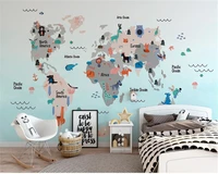 beibehang custom hand painted modern classic animal map childrens room mural background wall paper papel de parede wallpaper