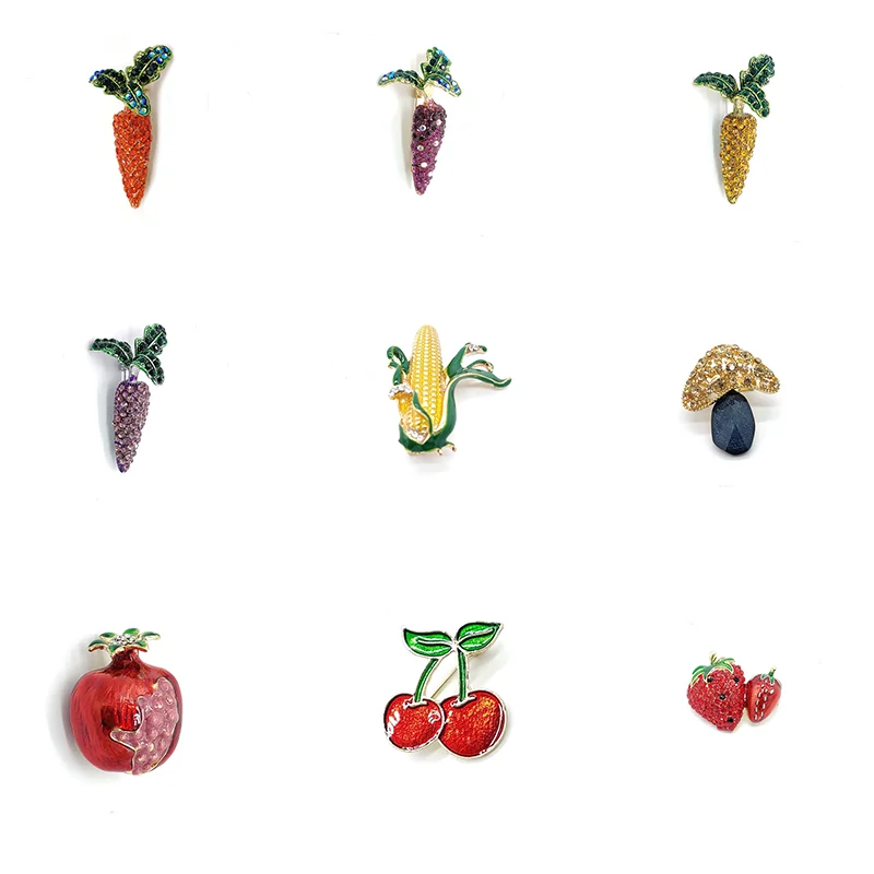 Брошь из эмалированного сплава в виде фруктов моркови граната вишни клубники
