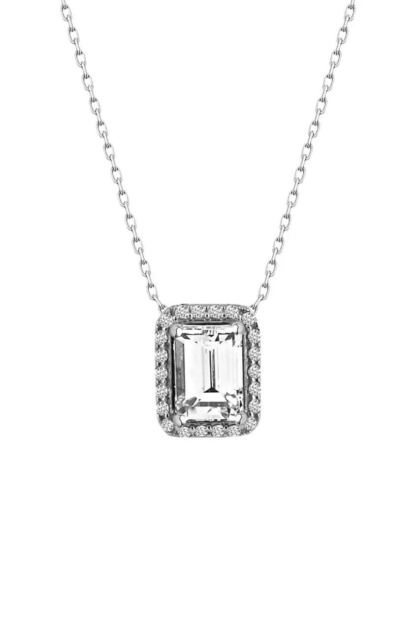 

Certified Swarovski Baget Solitaire Cubic Zirconia 925 Silver Necklace