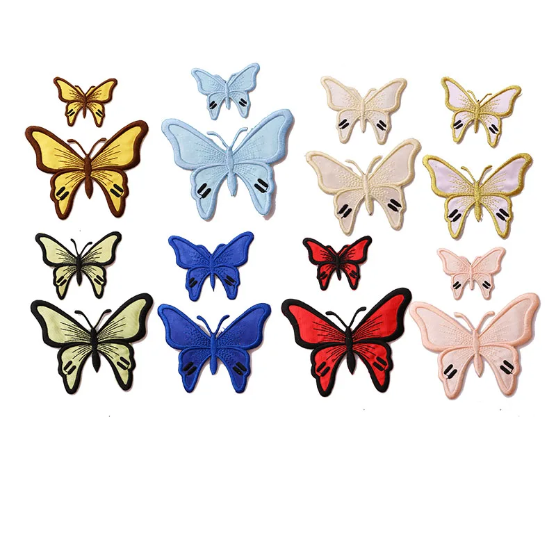 Набор из 2 шт. для продажи Бабочка значок Вышитые заплаты одежды DIY полосатая