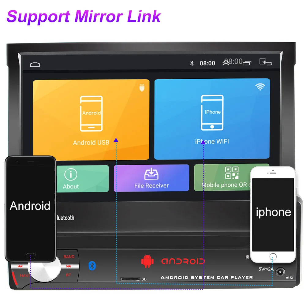 Универсальный Автомобильный мультимедийный проигрыватель 7 дюймов 1Din Android 9 0