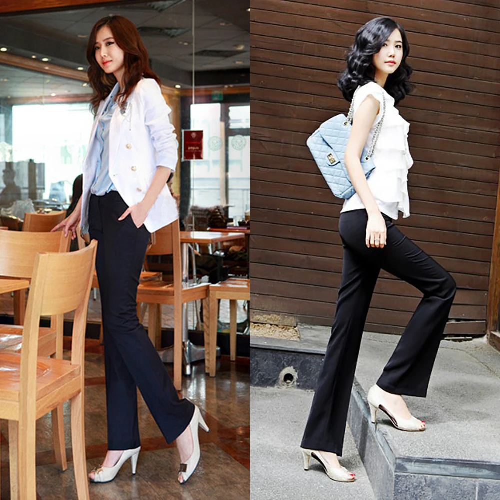 Брюки женские прямые с завышенной талией деловые облегающие строгие брюки