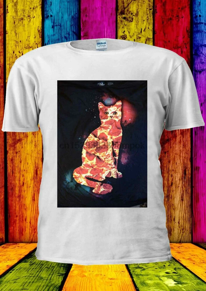 Мужская/Женская/Мужская футболка-топ с принтом кошки пиццы в космосе 1949 - купить