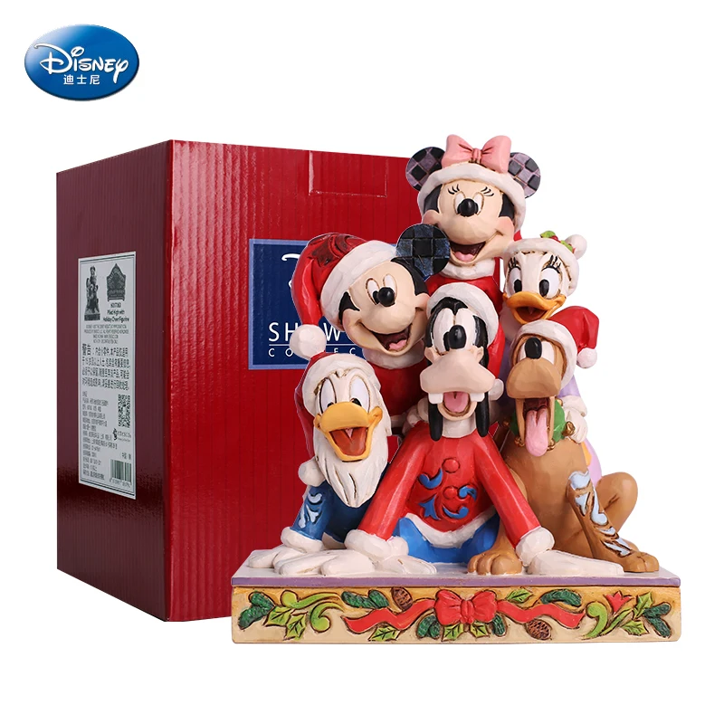 

Disney Mickey Mouse Minnie Donald Duck Goofy Pluto Anime Figures 15Cm Resin Model Genuine Hand-Made Ornaments Christmas Toys