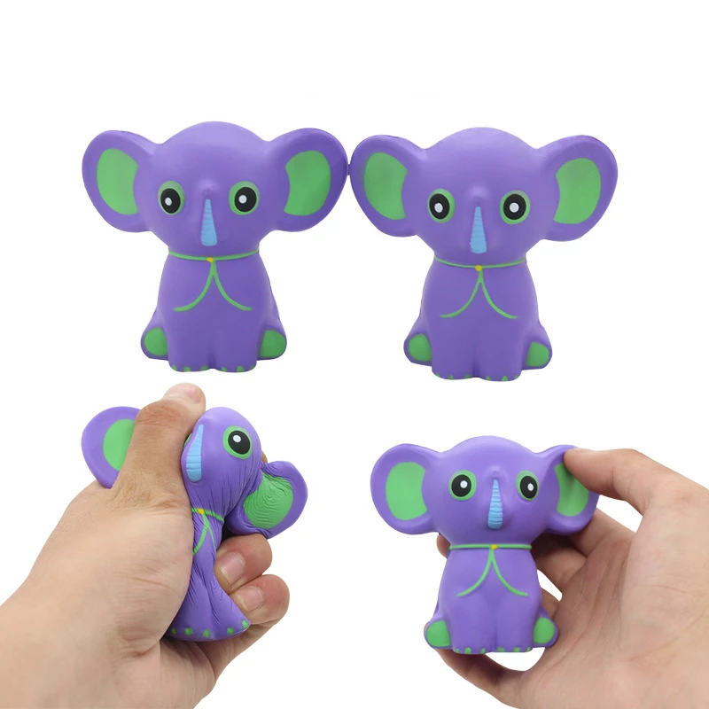 

New Product Creative Squishy Cartoon Elephant Purple PU Slow Rebound Toy Ornaments Props Crafts Christmas Gift