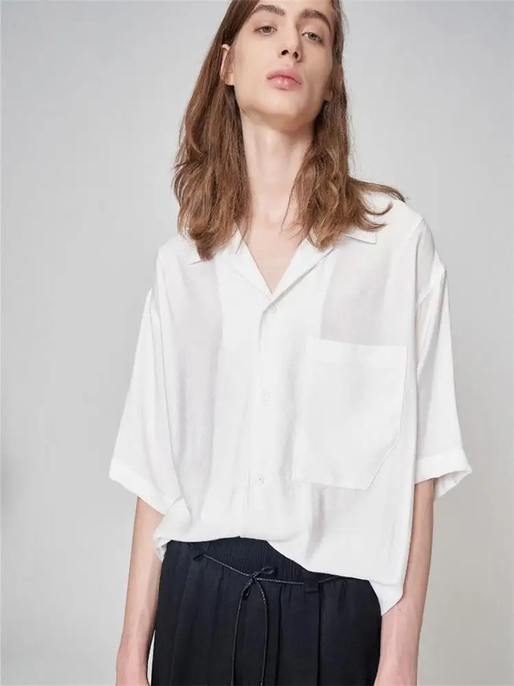 Мужская рубашка с коротким рукавом супер Свободная драпировка оверсайз | одежда