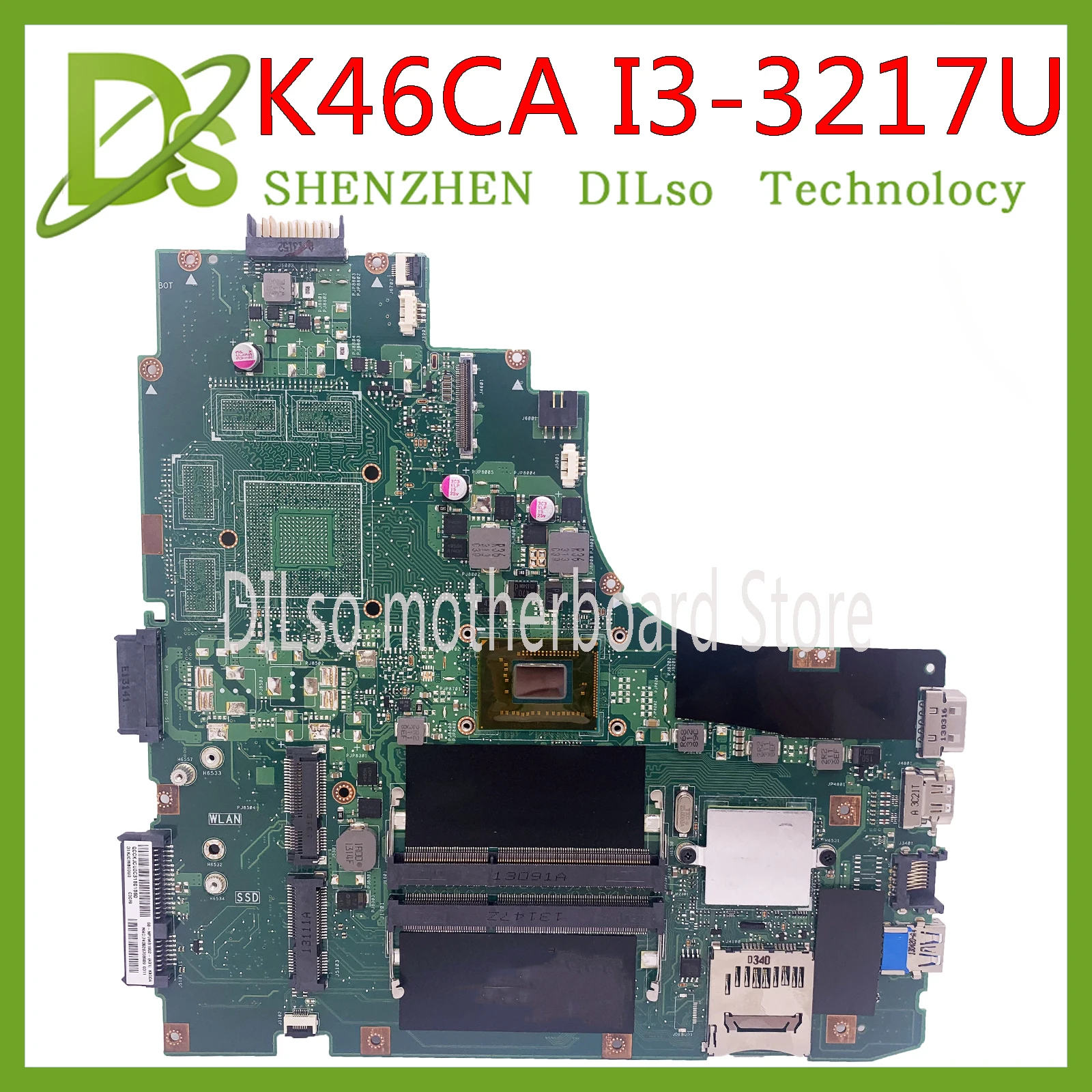 KEFU K46CM Mainboard For ASUS K46CB A46C K46CA Laptop Motherboard REV2.0 Integrated with cpu I3-3217U on board