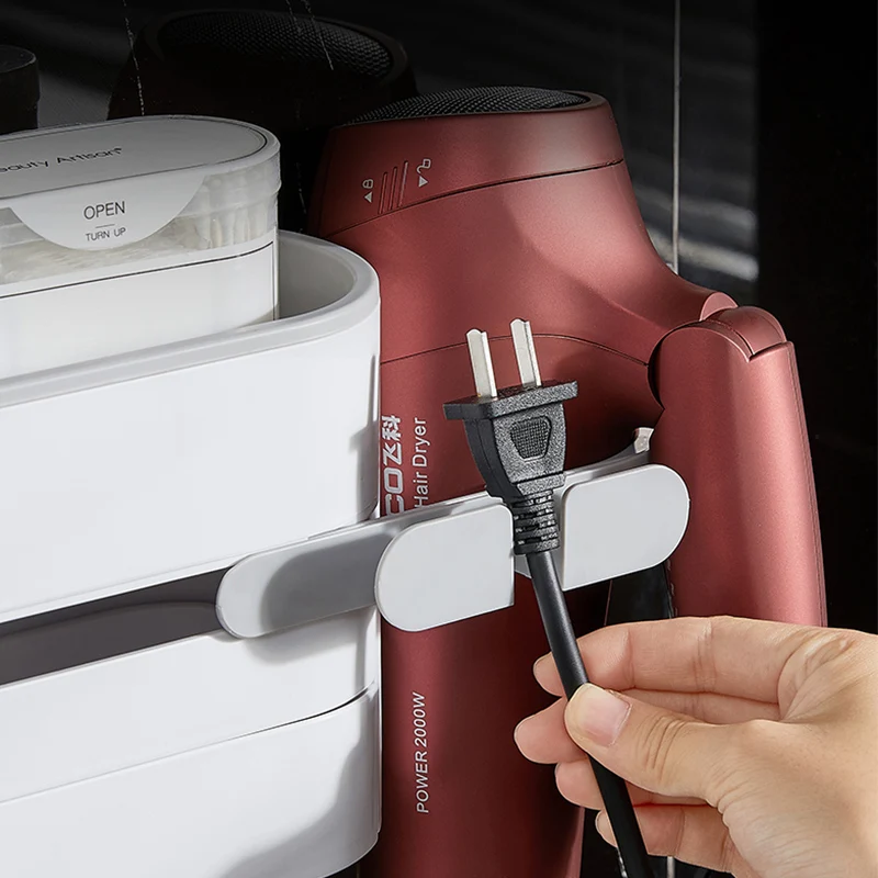 wall mount hair dryer holder rack bathroom storage rack makeup organizer plastic hairdryer holder shelf bathroom accessories free global shipping