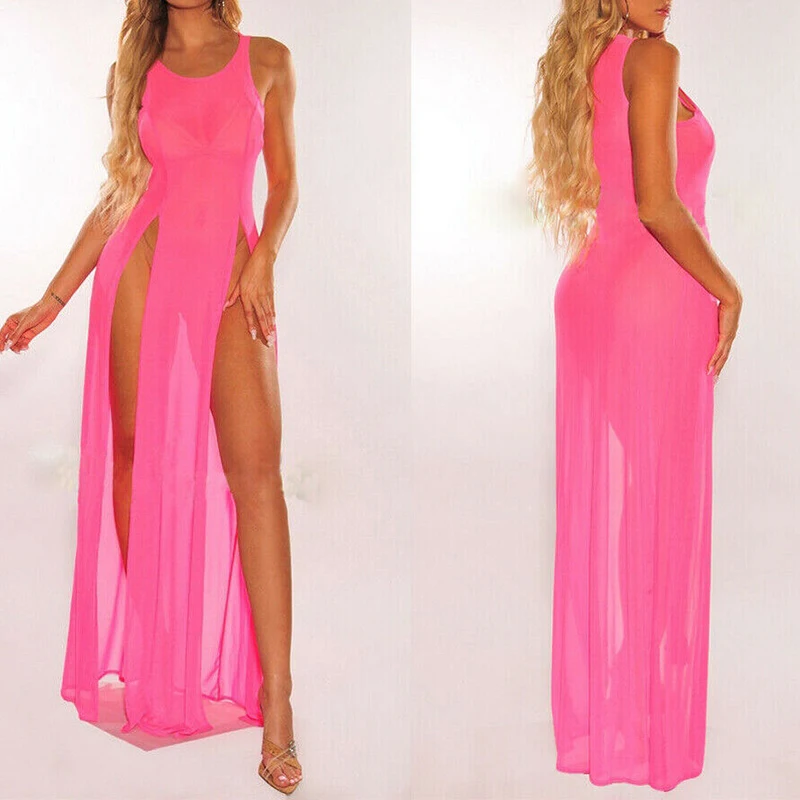 Однотонная пляжная туника In-X 2021 сетчатый купальник женская сексуальная накидка