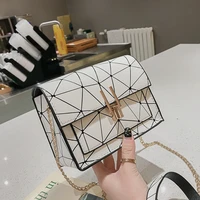 mini geometric clutch purses and handbags chain pu leather crossbody bags women casual shoulder messenger bags small square bags